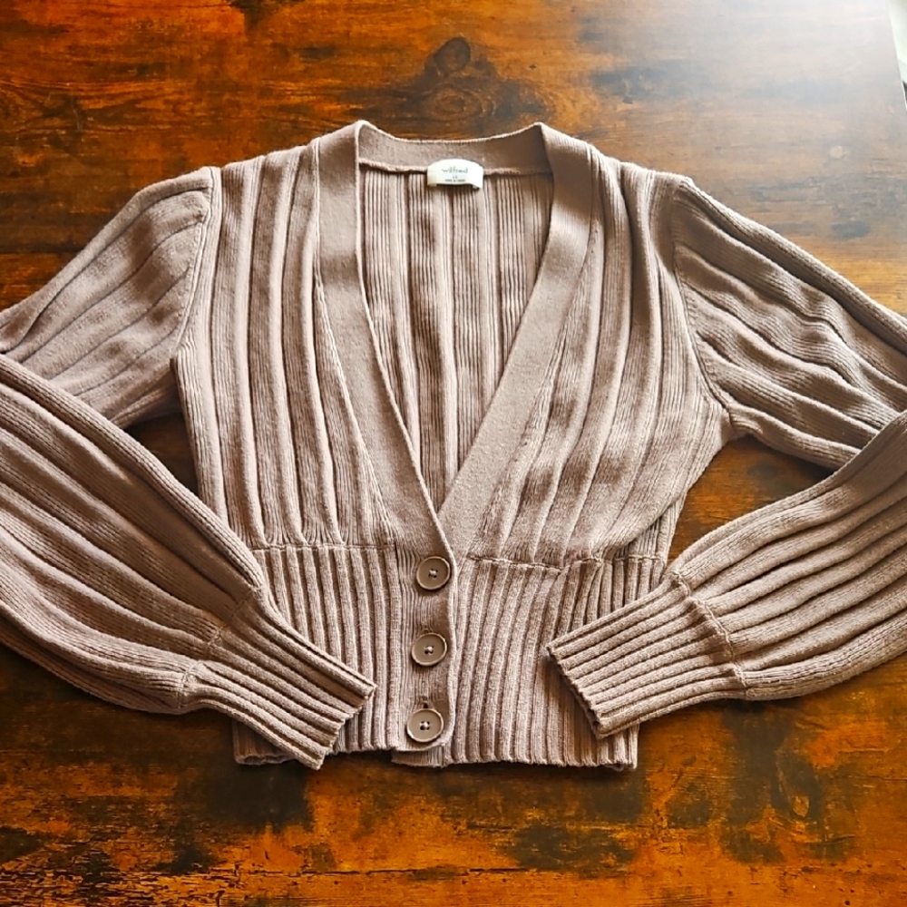 Aritzia Wilfred Thais Cardigan in Light Neutral Brown Size XS